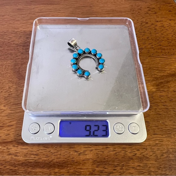 925 Sterling Silver & Kingman Turquoise Naja Pendant • Southwestern • - Picture 13 of 13